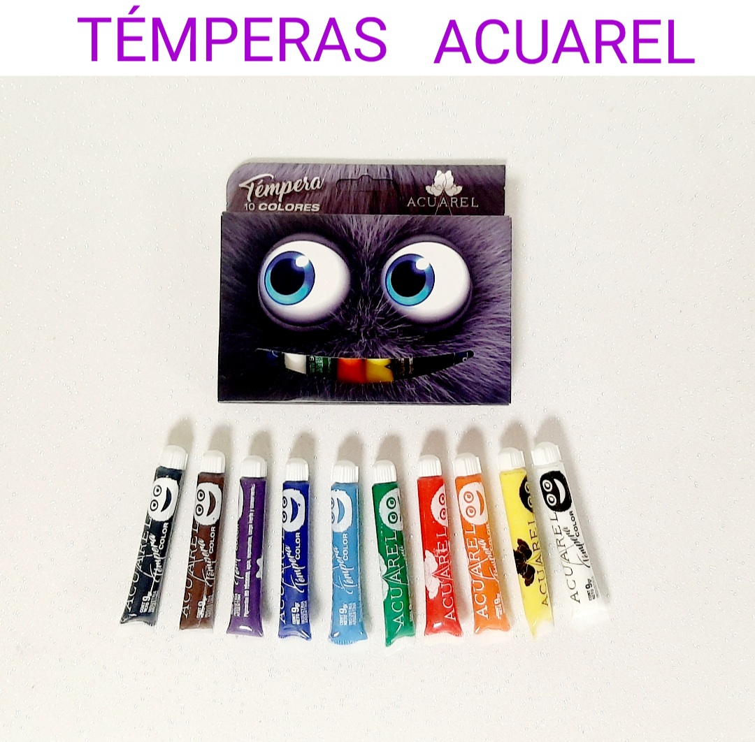 TEMPERA ACUAREL COLORES SURTIDOS x 10