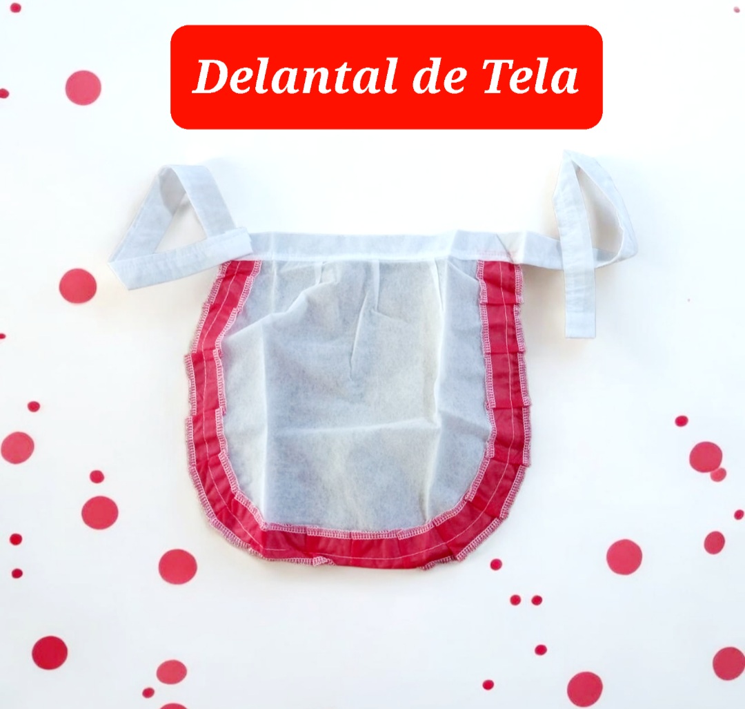 DELANTAL DE TELA NEGRITA (BORDES ROJO)