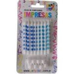 VELAS IMPRESAS BLANCAS C/ESTRELLAS CELESTES