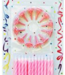 VELAS RAYADAS ROSAS C/12 BASES