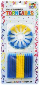 VELAS TORNEADAS AZULES Y AMARILLAS