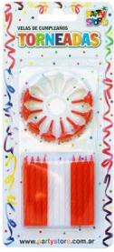 VELAS TORNEADAS ROJAS Y BLANCAS