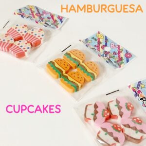 SET 3 PAQUETES GOMA CUPCAKES / HAMBURGUESAS