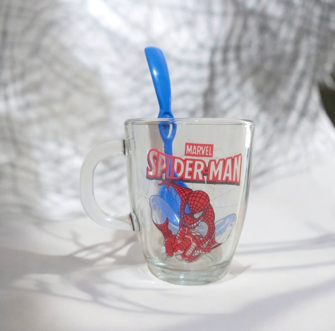TAZA DE VIDRIO CON CUCHARITA VARON